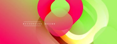 Soyut renkli şekiller çakışıyor. Gradyan geçişler canlı bir görsel etki yaratır. Arka planlar için modern tasarım ögesi.