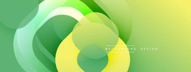 Soyut sıvı şekiller, canlı yeşil sarı renkler. Modern tasarım, pürüzsüz eğimler dinamik kompozisyon yaratır. Minimalist estetik.