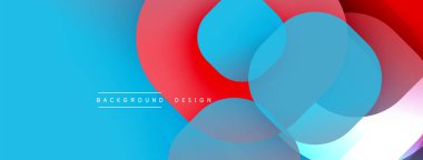 Soyut şekiller örtüşüyor, canlı mavi ve kırmızı renkler yaratıyor. Modern tasarım dinamik, pürüzsüz, görsel olarak çekici..
