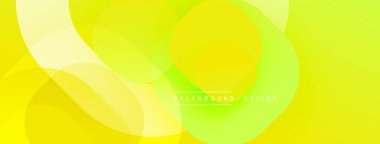 Soyut sarı arkaplan. Üst üste binen daireler yumuşak eğimler ve modern tasarım yaratır. Minimalist estetik, canlı renkler.