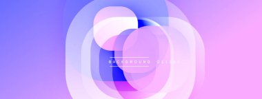 Soyut çemberler çakışıyor, canlı gradyanlar yaratıyor. Yumuşak maviler, morlar, pembeler pürüzsüzce harmanlanır. Arka planlar için modern tasarım ögesi.