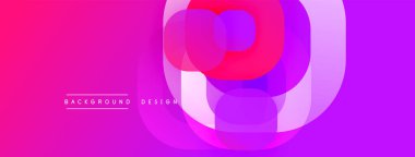 Soyut enerjik tasarım. Üst üste binen daireler dinamik görsel efekt yaratır. Renkler mordan menekşe rengine dönüşüyor. Modern arkaplan dokusu.