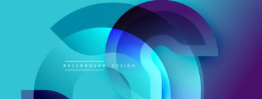 Soyut şekiller örtüşür, canlı bir değişim etkisi yaratır. Mavi, mor renkler tasarıma egemen, modern estetik.