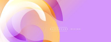 Soyut şekiller örtüşür, yumuşak eğimler yaratır. Renkler mordan sarıya kadar değişir. Arkaplan ve sunumlar için modern tasarım.