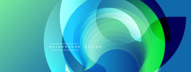 Soyut dairesel katmanlar, canlı maviler, yeşiller. Modern tasarım elementleri, pürüzsüz eğimler, dinamik bileşimler. Arkaplan yapısı akışı öneriyor.