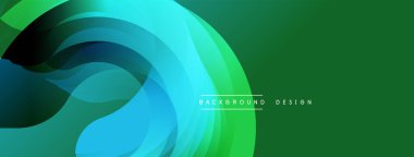 Soyut akış katmanları, canlı maviler yeşilliklere dönüşüyor. Modern tasarım ögesi, pürüzsüz gradyanlar dinamik görsel efekt yaratır.