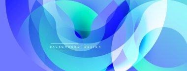 Soyut sıvı şekiller, canlı maviler, turkuaz renkler. Modern tasarım, pürüzsüz eğimler dinamik kompozisyon yaratır. Minimalist estetik.