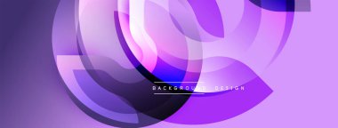 Soyut mor tasarım üst üste binen şeffaf şekiller. Gradyan renkler dinamik görsel efekt yaratır. Modern arkaplan dokusu.