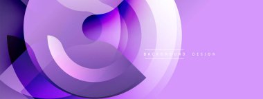 Soyut mor tasarım. Üst üste binen daireler dinamik ve modern görsel efektler yaratır. Yumuşak renkler, yumuşak renkler kompozisyona hakim..