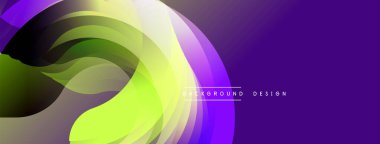 Soyut akışkan şekiller, canlı renklerin karışımı. Modern tasarım, pürüzsüz gradyanlar dinamik görsel efekt yaratır. Mor sağ tarafa hakim olur..