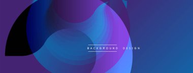 Soyut sıvı şekilleri örtüşür, parlak mor ve mavi renkler yaratır. Arkaplan ve sunumlar için modern tasarım ögesi.