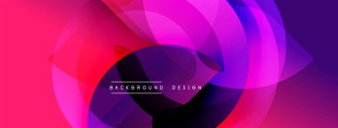 Soyut sıvı şekilleri, canlı pembeler, morlar, maviler dinamik arkaplan oluşturur. Modern tasarım, düz eğimler, üst üste binen katmanlar.