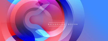 Soyut renkli katmanlar dinamik görsel efekt yaratır. Düz eğimler, üst üste binen şekiller, modern tasarım elementleri.