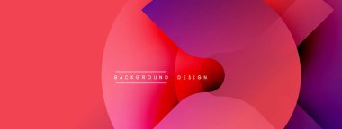 Soyut gradyan çemberler dinamik görsel akış yaratır. Kırmızı, mor renkler kompozisyona hakim. Modern tasarım ögesi.