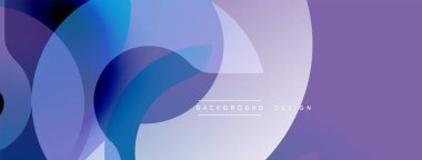 Soyut çakışan daireler. Dereceli tonlar mor, mavi modern tasarım yaratır. Minimalist estetik, pürüzsüz geçişler görünür..