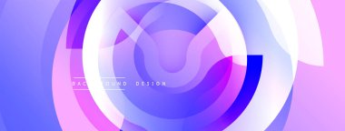 Soyut dairesel katmanlar, canlı pembe, mavi, mor. Modern tasarım, pürüzsüz gradyanlar dinamik görsel efekt yaratır.