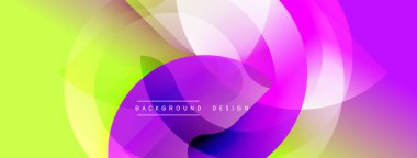 Canlı, soyut bir arkaplan. Üst üste binen daireler dinamik renkli kompozisyon oluşturur. Projeler için modern tasarım ögesi.