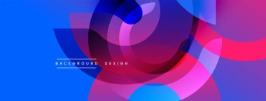 Soyut, canlı çemberler, dinamik, renkli bir arkaplan oluşturur. Modern tasarım eğimleri, pürüzsüz geçişleri, mavi, mor renkleri içerir.