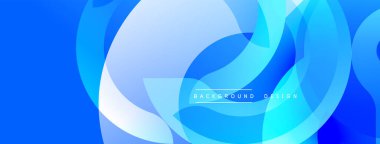 Soyut mavi arkaplan. Üst üste binen daireler dinamik görsel efekt yaratır. Modern tasarım dijital projeler için uygundur. Yumuşak eğimler mevcut sakinleştirici estetik.