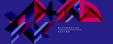 Soyut geometrik bileşim. Canlı mor, mor renkler dinamik gölgeler ve derinlik yaratır. Arka planlar ve sunumlar için modern tasarım ögesi uygun. Temiz çizgiler, kalın şekiller görsel alana hakim..