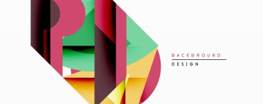 Soyut geometrik bileşim. Üst üste binen şekiller dinamik görsel efekt yaratır. Canlı renkler, modern tasarım, temiz çizgiler, minimalist estetik. Uygun arkaplan ögesi.