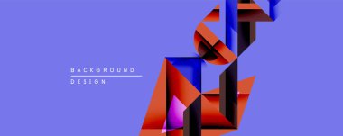 Soyut geometrik tasarım canlı kırmızı, mavi, mor kurdeleler içerir. Yumuşak eğimler lavanta arkaplanına karşı yanılsama derinliği yaratır. Modern, minimalist estetik.