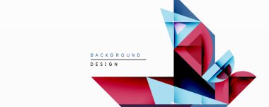 Soyut geometrik tasarım. Kırmızı, mavi, siyah şekiller dinamik bileşim oluşturur. Minimalist stil arka planlar, sunumlar, modern grafikler için uygun. Temiz çizgiler, canlı renkler..