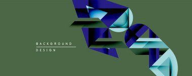 Soyut geometrik bileşim. Üst üste binen şekiller dinamik görsel efekt yaratır. Koyu maviler, açık maviler, zeytin arkaplanlı gölgeler. Modern tasarım ögesi.