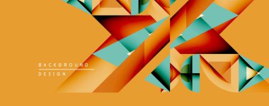 Soyut geometrik bileşim. Turuncu, deniz mavisi, kırmızı şekiller, dinamik görsel efekt oluşturur. Modern tasarım arka planlar, sunumlar ve dijital sanat için uygundur..