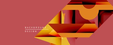 Soyut geometrik bileşim. Üst üste binen şekiller dinamik görsel efekt yaratır. Sıcak renk paleti baskın gelir, turuncu, kırmızı, kahverengi tonlarda. Modern tasarım ögesi.