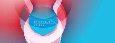 Soyut tasarım katmanlı daireler, canlı renkler içerir. Mavi, pembe, kırmızı gradyanlar dinamik görsel efekt yaratır. Modern arkaplan ögesi.