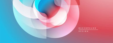 Soyut renkli tasarım. Üst üste binen şekiller dinamik görsel efekt yaratır. Gradyan geçişler, düzgün kıvrımlar, modern estetik..