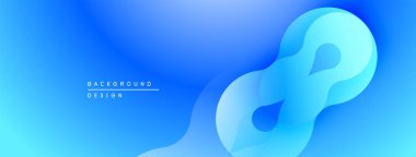 Soyut mavi tasarım akıcı kurdele şeklini içerir. Gradyan arka plan derinlik yaratır, modern estetik. Minimalist kompozisyon.