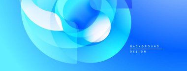 Soyut mavi tasarım üst üste binen yarı saydam şekiller. Gradyan derinlik yaratır, modern estetik. Minimalist kompozisyon, temiz çizgiler.