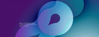 Soyut arkaplan özellikleri katmanlı şekiller, gradyanlar. Mavi, mor renkler modern görsel efektler yaratır. Dijital projeler için uygun minimalist tasarım.