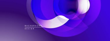Soyut mor tasarım, üst üste binen daireler, gradyanlar. Modern, dinamik kompozisyon görsel ilgi yaratır. Mevcut en küçük metin.