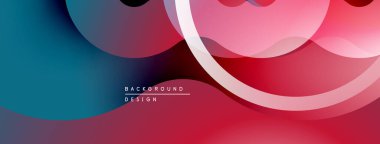 Soyut tasarım katmanlı şekiller, canlı renkler içerir. Pürüzsüz gradyanlar modern, dinamik görsel efekt yaratır. Minimalist stil.