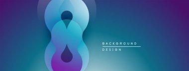 Soyut mavi mor gradyan tasarımı. Üst üste binen daireler modern görsel efektler yaratır. Dijital projeler için minimalist arkaplan.