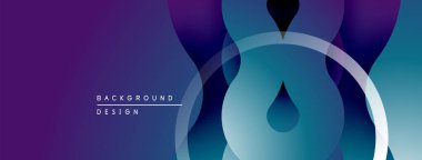Soyut mor, mavi renkler. Dairesel şekiller modern tasarımı oluşturur. Metin elemanları mevcut olan minimalist arkaplan.