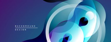 Soyut mavi katmanlar dinamik bileşim yaratır. Yumuşak eğimler, akış şekilleri hareketi, derinliği akla getiriyor. Modern tasarım ögesi.