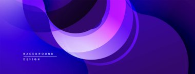 Soyut akışkan şekiller, mor renkler tasarımda baskın. Modern, dinamik kompozisyon görsel ilgi yaratır. Yumuşak gradyanlar zarif bir his sunar.