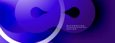 Soyut mor tasarım, üst üste binen daireler, gradyanlar, düzgün şekiller. Minimalist estetik, modern arkaplan dokusu.