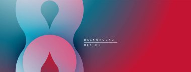 Soyut şekiller harmanlanarak, canlı gradyan arkaplan oluşturur. Yumuşak kıvrımlar, pembeler, maviler kompozisyona hakim. Modern tasarım ögesi.