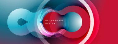 Soyut tasarım özellikleri üst üste binen daireler, canlı renkler. Gradyan geçişler dinamik görsel efekt yaratır. Modern arkaplan ögesi.