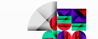 Soyut geometrik şekiller örtüşür ve canlı bir bileşim yaratır. Renkler harmanlanır, modern görsel deneyim oluşturulur.