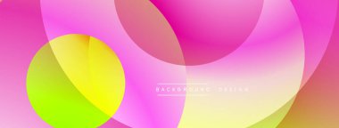 Soyut renkli arkaplan. Üst üste binen daireler pürüzsüz gradyanlar, canlı renkler yaratır. Dijital projeler için modern tasarım ögesi.