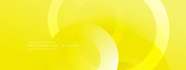 Parlak sarı arkaplan özellikleri üst üste binen şeffaf daireler. Minimalist tasarım yumuşak eğimler yaratır, modern estetik. Yumuşak eğriler kompozisyona hakim.