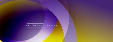 Soyut renkli katmanlar dinamik görsel efekt yaratır. Pürüzsüz gradyanlar mor ve sarı renkleri harmanlarlar. Modern tasarım ögesi.