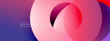 Soyut renkli tasarım. Üst üste binen daireler dinamik değişim etkisi yaratır. Sunumlar ve web siteleri için modern arkaplan.