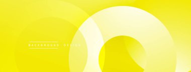 Sarı soyut arkaplan. Üst üste binen daireler dinamik görsel efekt yaratır. Yumuşak eğimler derinlik sağlar, modern estetik.